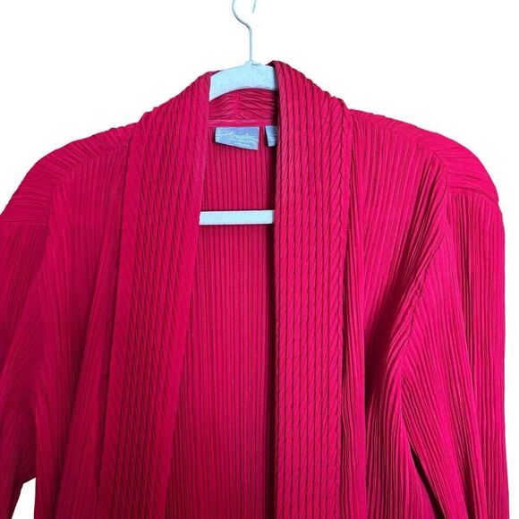 Chicos Travelers Cardigan Jacket Womens XL Red Open Accordion Stretch Sweater - Picture 2 of 8